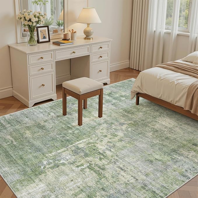 Soalmost 7x9 Area Rug for Living Room Washable Abstract Vintage Soft Thin - Image 4