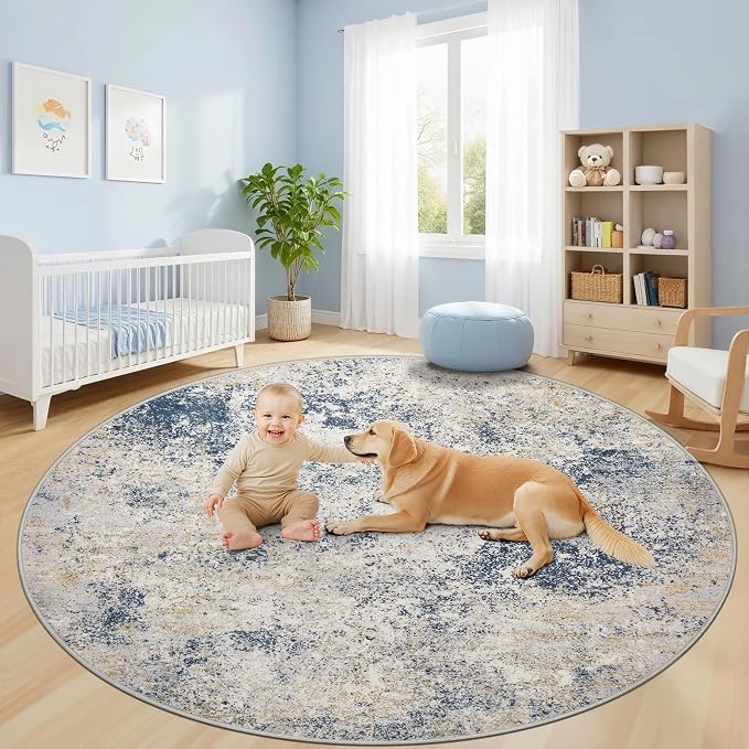 8ft Washable Round Rug - Image 4