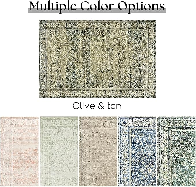 BILEEHOME Olive and Tan Rug for Bedroom Neutral Boho Farmhouse Floral - Image 6