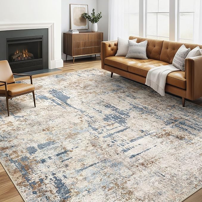 5x7 Area Rugs Living Room: Machine Washable Large Abstract Modern Soft Rug by LOONGRUG
