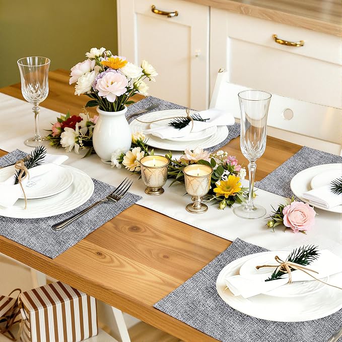 Faux Leather Heat Resistant Placemats 4 Packs, Waterproof Wipeable Dining PU - Image 7