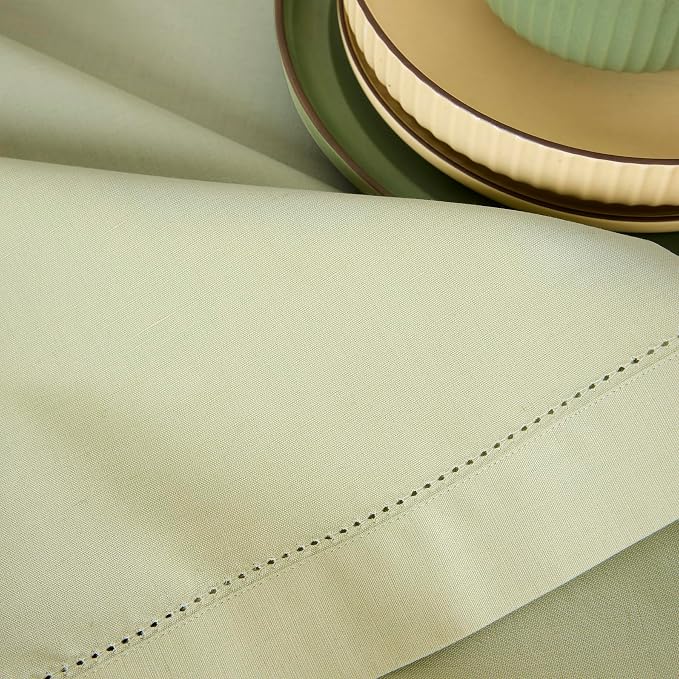 Solino Home Cotton Linen Table Runner Sage, Hemstitch Collection 14 x 60 in | - Image 8