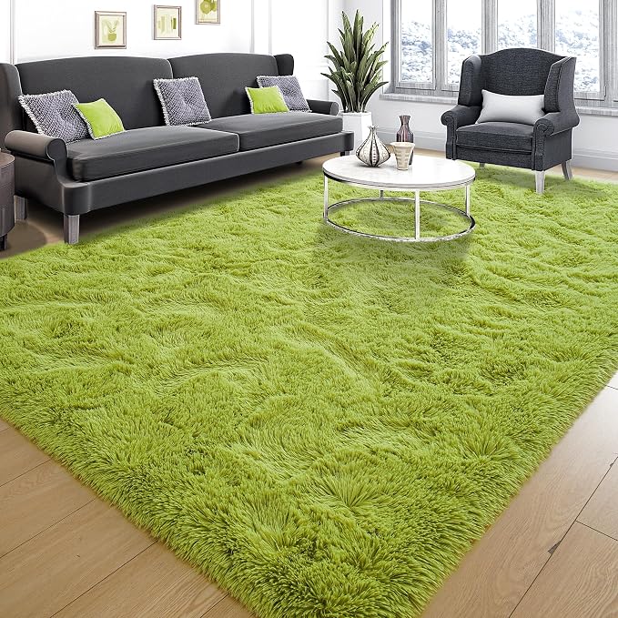Tepook Fluffy Grass Green Rugs for Living Room Bedroom, 6x9 Soft Area Rug Moss - Image 2