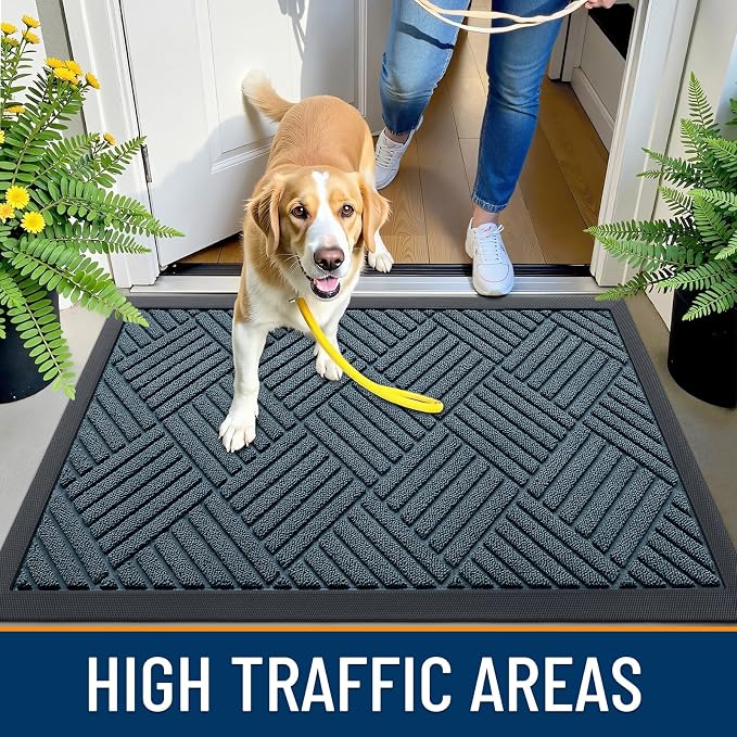 OLANLY Front Door Mat Outside Entrance 47x23, Heavy Duty Sturdy Natural Rubber - Image 5