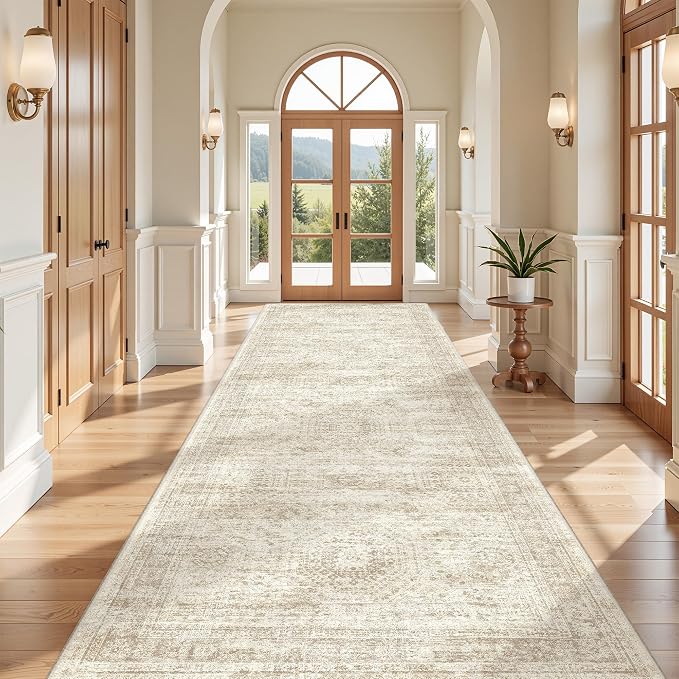 4x12 Runner Rug for Hallway, Low-Pile Wide Runner for Entryway, Long Washable - Image 4