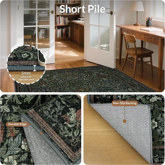 GENIMO Washable Floral Runner Rug 2x5, Non-Slip Long Hallway Carpet - Image 6