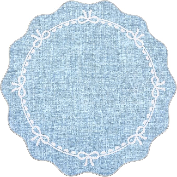 GarveeHome Scalloped Bow Rug for Living Room, 5ft Round Rugs Washable Solid - Image 4