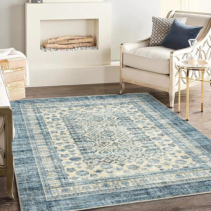 CHAMPLANT Washable Area Rug 3'x5' Vintage Traditional Floor Cover Foldable Thin - Image 2