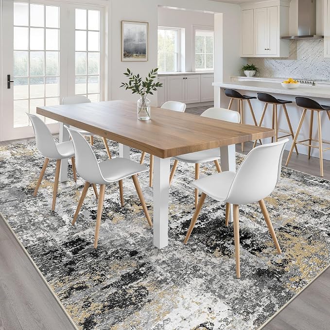 Area Rugs 9x12 Living Room: Washable Large Abstract Neutral Modern Soft Rugs - Image 4