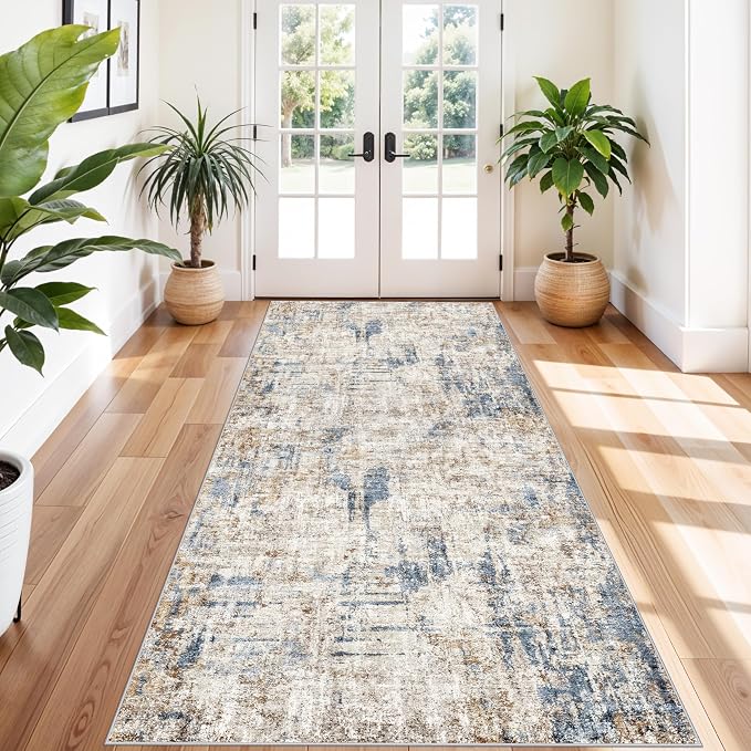 4x12 Wide Hallway Runner Rug – Non-Slip Washable Rubber-Backed Large Carpet by ZHXXUJ