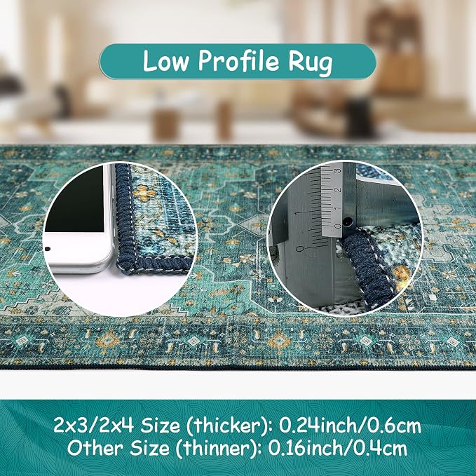 Moynesa Ultra-Thin Washable Vintage Area Rug - Image 5