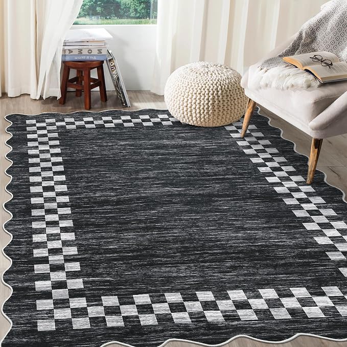 GarveeHome Washable Rug 5x7 for Living Room Large Bedroom Scalloped Rug Non by GarveeHome