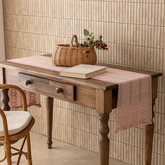 Keketoarrange Boho Macrame Table Runner 12x90 Inch | Woven Burlap Rustic Runner - Image 5