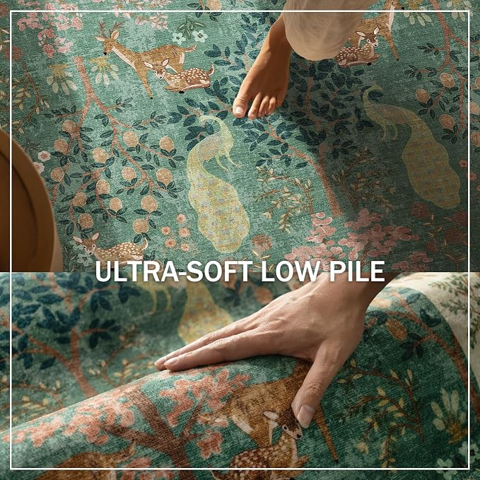 Machine Washable Rugs for Living Room: 9x12 Bedroom Rug Vintage Area Rug Stain - Image 4