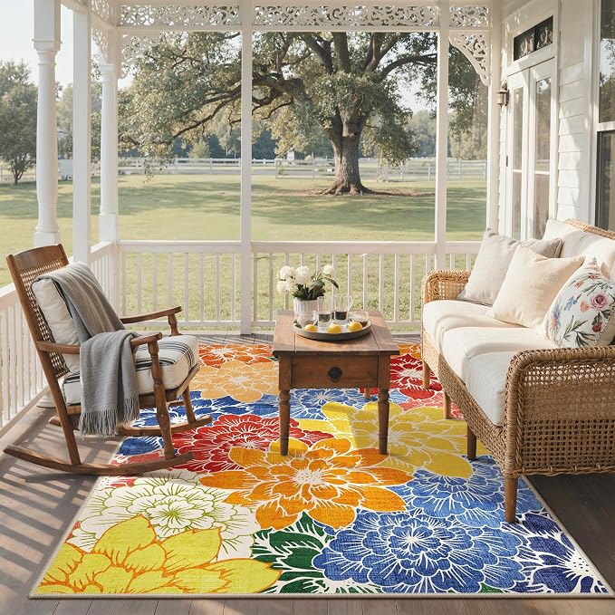 GENIMO Indoor Outdoor Area Rug 6'x9', Machine Washable Rugs - Image 7