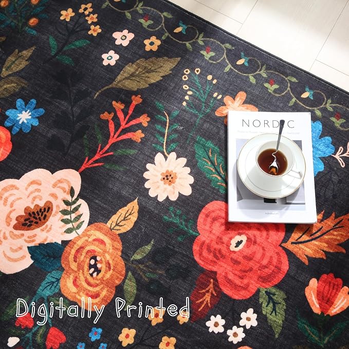 Rugcomf Door Mat Indoor Entrance 2x3 Rug Machine Washable Boho Floral Small - Image 7