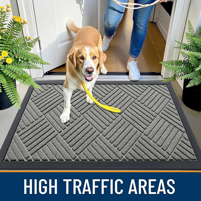 OLANLY Front Door Mat Outside Entrance 33x21, Heavy Duty Sturdy Natural Rubber - Image 5