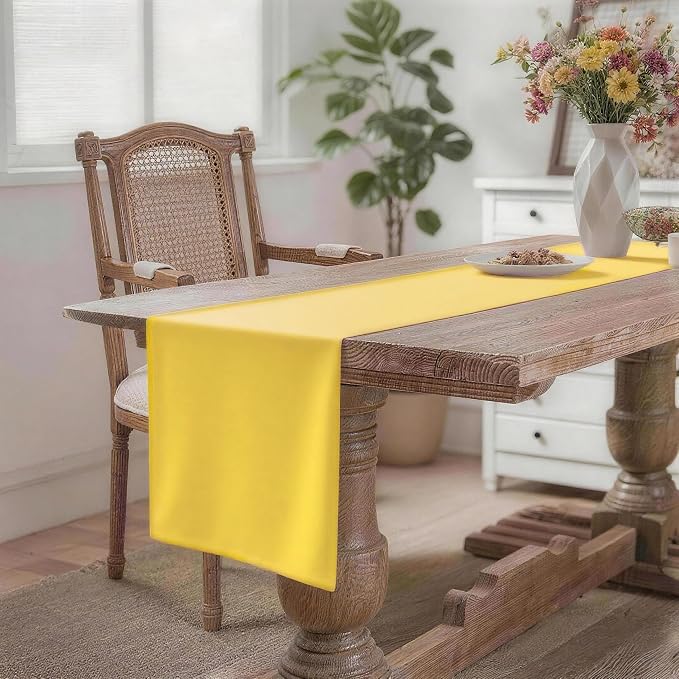 MEANMOY Yellow Table Runner 48 Inches Long Waterproof Table Runners | Washable - Image 2