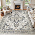 10x14 Area Rugs for Living Room, Washable Non Slip Vintage Distressed Stain by JessibouAreaRug
