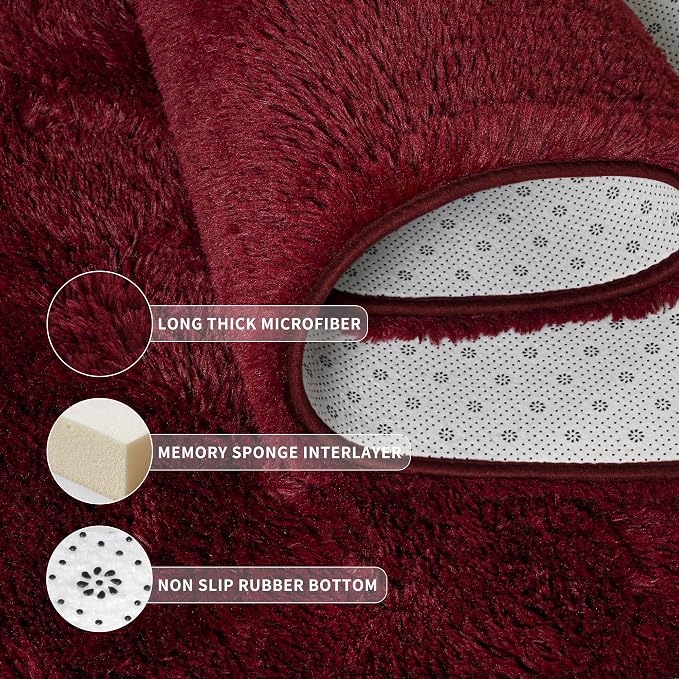 Tepook Fluffy Burgundy Rugs for Living Room, 4x6 Dark Red Area Rug for Bedroom - Image 5