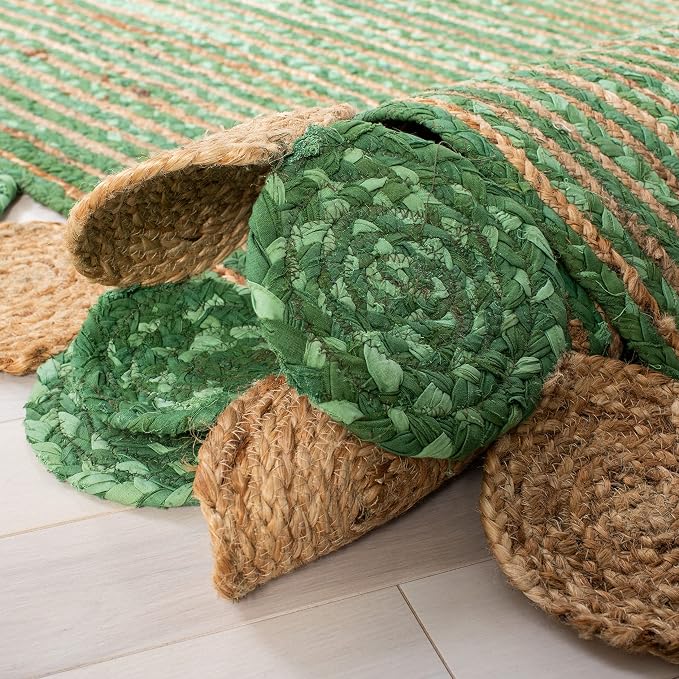 SAFAVIEH Cape Cod Collection 8' x 10' Green / Natural CAP201Y Handmade Boho - Image 5