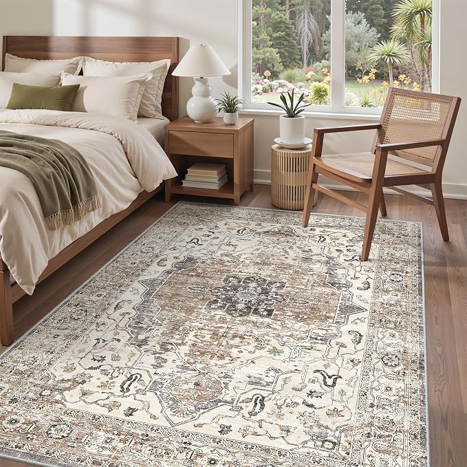 befbee 5x7 Area Rugs for Living Room, Stain Resistant Neutral Washable Rugs for - Image 8