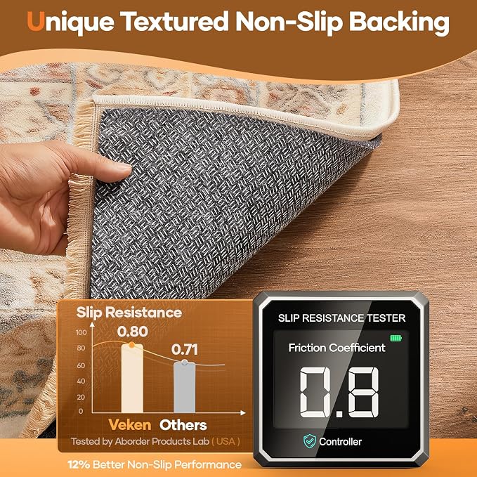 Veken Non Slip Cushioned Rug Pad Gripper 8x10 Ft, Felt and Silicone Backing - Image 3