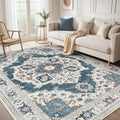 6x9 Washable Area Rug: Vintage Neutral Soft Non Slip Thin Large Floor Carpet by MICGEEK
