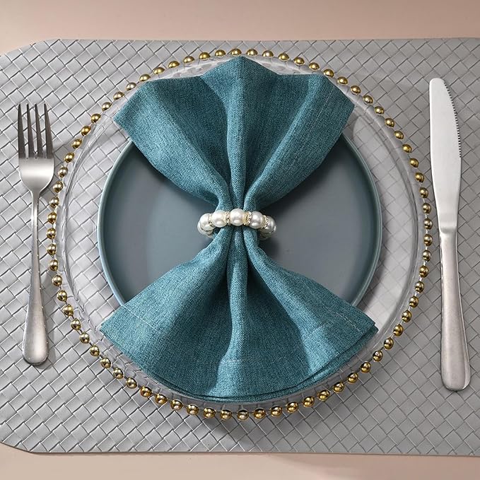 100 Pcs Silver Disposable Napkin Rings Imitation Pearl Ring Napkin Holder - Image 8