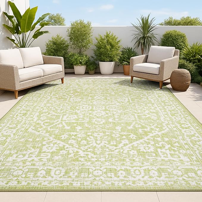 JONATHAN Y Boho Medallion Indoor Outdoor Area Rug 5X8 Green/Cream, Malta by JONATHANY