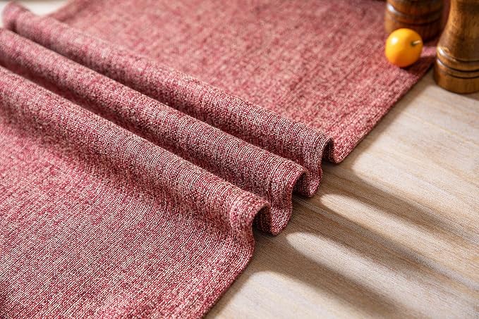 Burlap Style Farmhouse Table Runner, 14x36 Inches Red | Thick Durable Fabric - Image 6