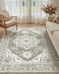 5x8 Vintage Area Rug: Washable Neutral Soft Non Slip Thin Large Floor Carpet by MICGEEK