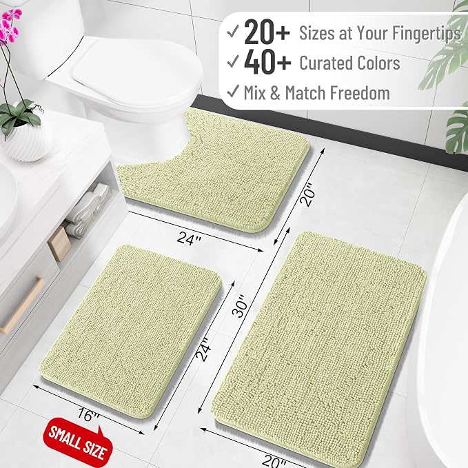 OLANLY Toilet Rugs U-Shaped 20x20, Extra Soft Absorbent Chenille Contour - Image 2