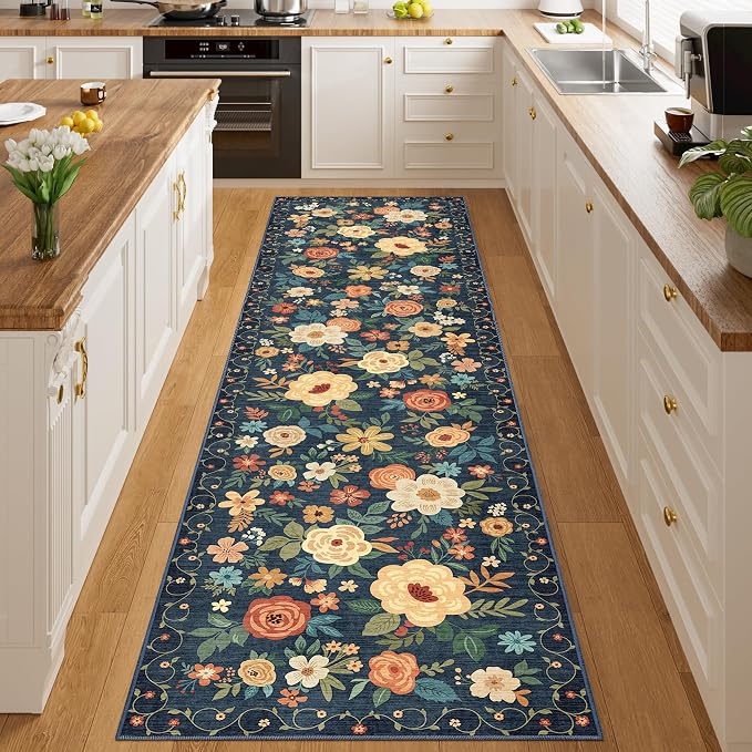 DUKINO Runner Rug for Hallway, 2.6x10 Washable Floral Long Kitchen Rug - Image 5