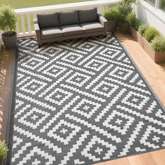 RURALITY Outdoor Rugs 6x9 Feet for Patios Clearance, Plastic Straw Waterproof - Image 3