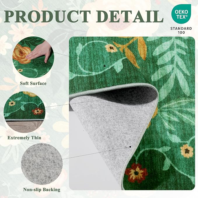 DUKINO 5x7 Area Rug, Floral Rugs - Image 5