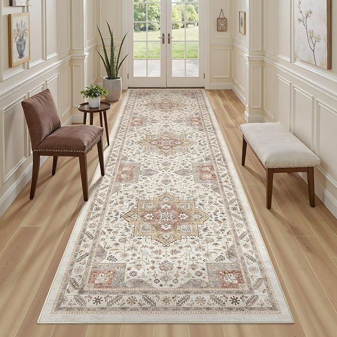 Vintage Hallway Runner Rug 3x12: Large Soft Washable Entryway - Image 4