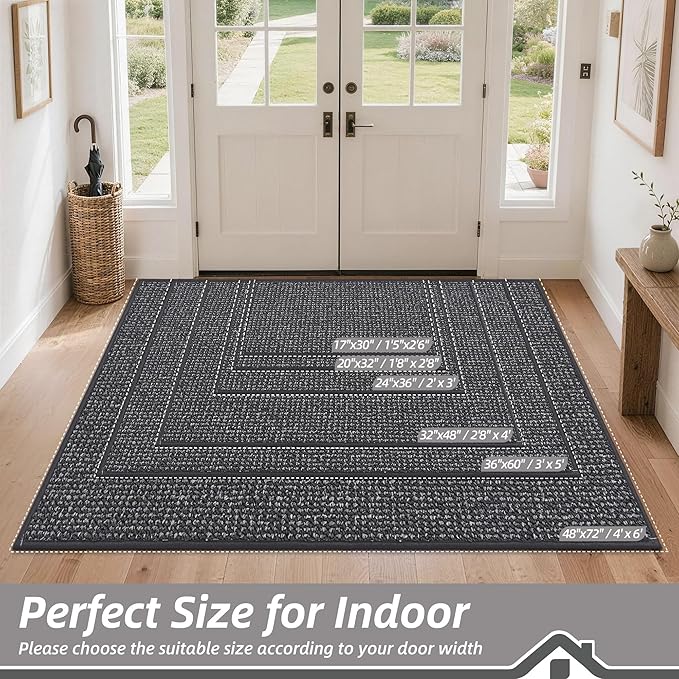 BEQHAUSE Dirt Trapper Door Mat 48" x 72", Non-Slip Washable Doormats Entrance - Image 2