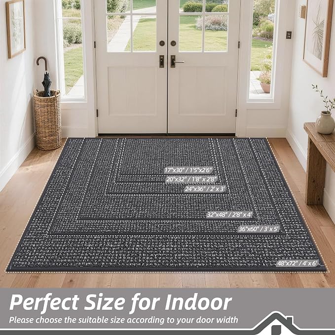 BEQHAUSE Dirt Trapper Door Mat 24" x 36", Non-Slip Washable Doormats Entrance - Image 2