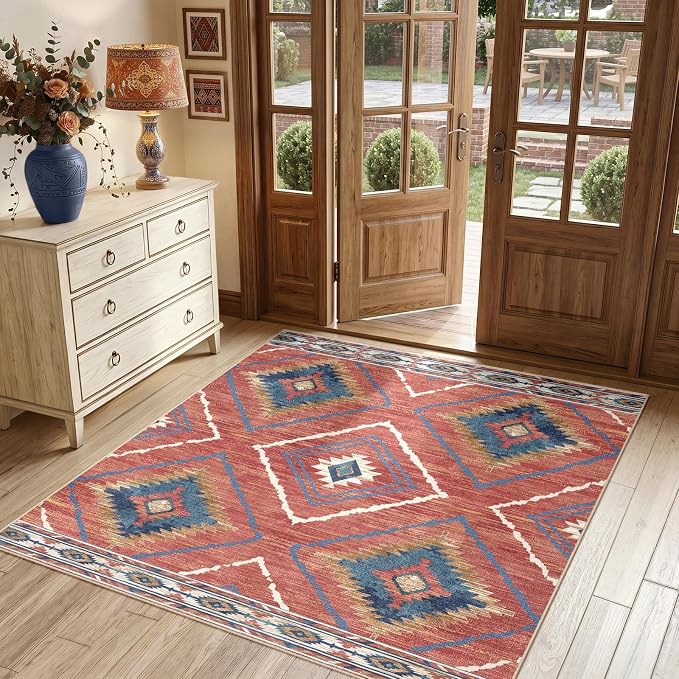BESTSWEETIE Area Rug 4x4 Rug Machine Washable Non-Slip Low Pile Print Pattern by BESTSWEETIE