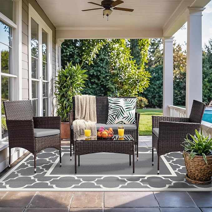 GENIMO 5 ' x 8 ' Outdoor Rug for Patio, Waterproof Indoor Outdoor Plastic Straw - Image 2