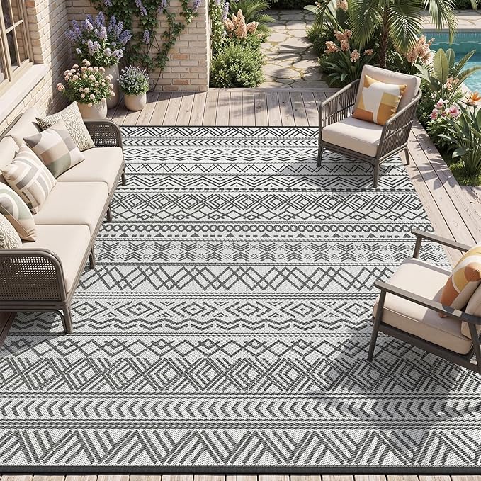 MontVoo Outdoor Rug Carpet Waterproof 9x12 Outdoor Patio Rug Mat Reverisble by MontVoo