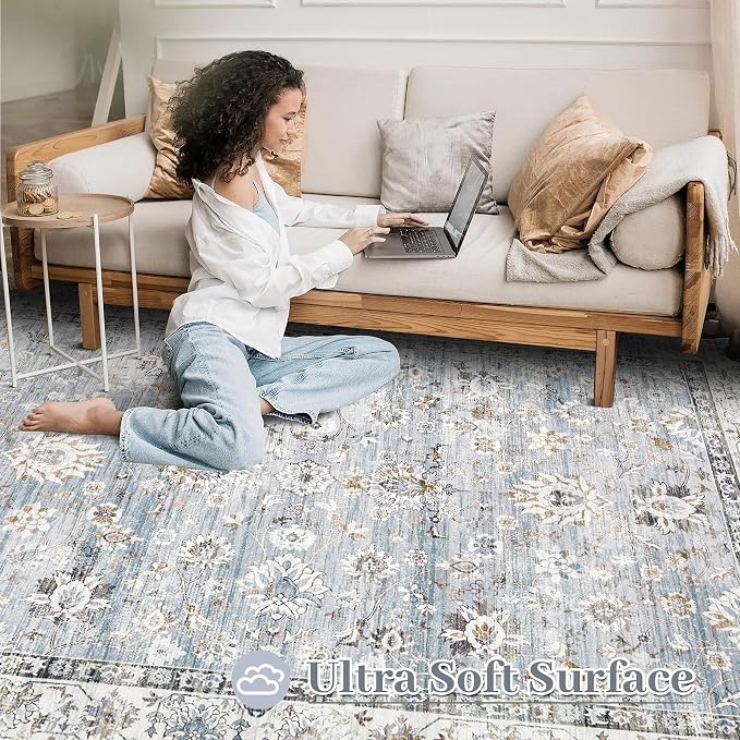 XLUEZ Area Rug 6x9 Living Room Rug, Machine Washable Vintage Distressed Boho - Image 4