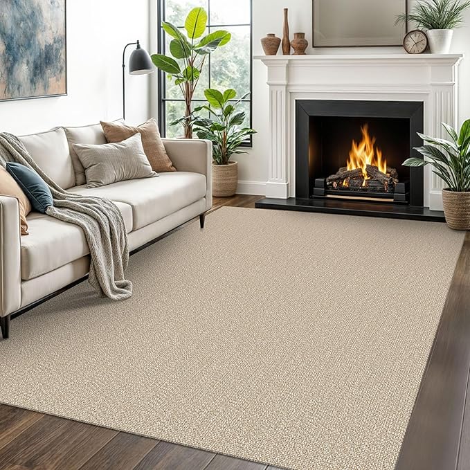 EARTHALL Washable Area Rugs 5x7 Ft Non Slip Living Room Rugs Cotton Rubber by EARTHALL