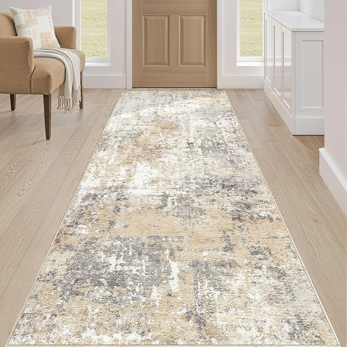Runner Rug Kitchen Washable Rugs: 3x8 Non-Slip Abstract Soft Modern Stain - Image 4