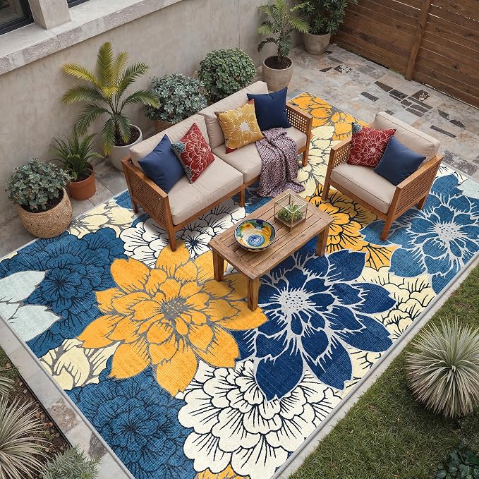 GENIMO Indoor Outdoor Area Rug 10'x14', Machine Washable Rugs - Image 6