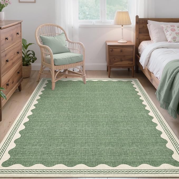 GarveeHome Scalloped 4x6 Rug Non-Slip Washable Low-Pile Carpet - Image 4