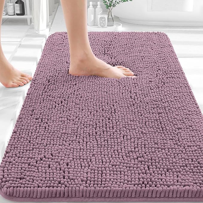 OLANLY Bathroom Rugs 32x20, Extra Soft Absorbent Chenille Bath Rugs, Rubber by OLANLY