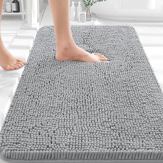 OLANLY Bathroom Rugs 35x24, Extra Soft Absorbent Chenille Bath Rugs, Rubber by OLANLY
