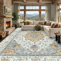 RELEANY Area Rugs Large 10'x14' Washable Non-Slip, Floral Vintage Distress by RELEANY